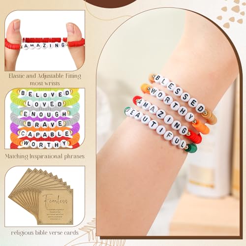 Kenning 24 Set Christian Bracelets Bulk for Men Women Pastor Appreciation Gifts Bible Beaded Bracelets with Religious Prayer Card Faith Inspirational Church Gifts for Grandparents Day3
