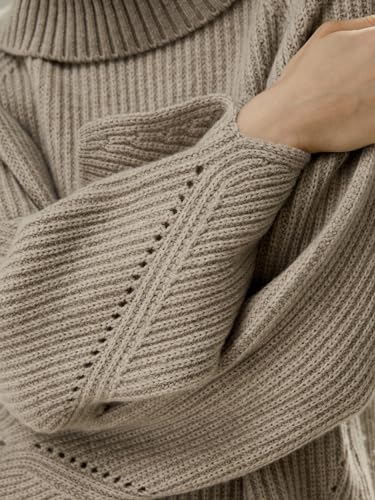 LilySilk Oversized 100% Merino Wool Sweater with Slit Sleeves for Women Warm High Turtleneck Winter Jumpers4