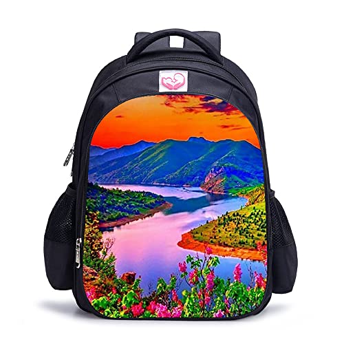 Sac d'école mixte paysage coloré pour la rentrée et le bureau 16"