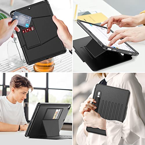 SEYMAC stock Case for iPad 9th/8th/7th Generation 10.2'', [Strong Magnetic] Auto Sleep/Wake Drop Proof Cover with [Multi-angle Stand] Pencil Holder, Card Slot for iPad 10.2 Inch 2021/2020/2019, Black - Image 4