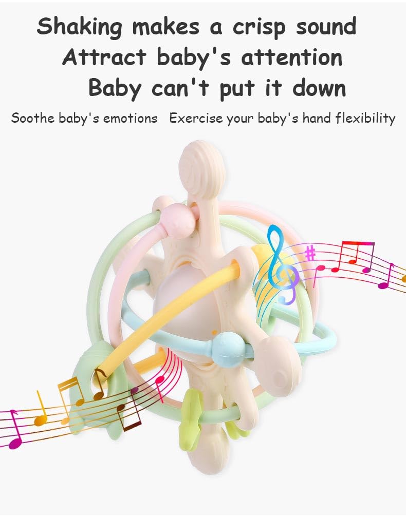 Cosmo Silicone Baby Rattle Teether – Multicolor | BPA-Free 3D Sensory Teething Toy | Multi-Textured Chewable Arms & Pullable Rings | Food Grade Silicone | Developmental Grip Toy 3-36 Months