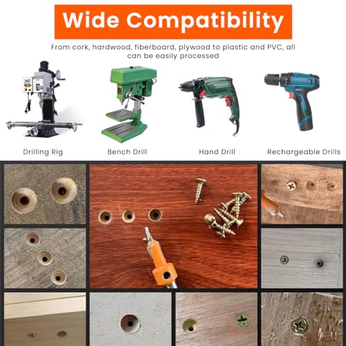Image of Serplex 11Pcs Countersink Drill Bit Set, 5Pcs Countersink Drill Bit with 6Pcs Extra Pilot Drilling Bits, 8mm Shank, Woodworking Countersink Drilling Bits Set Counter Sinker for Woodworking