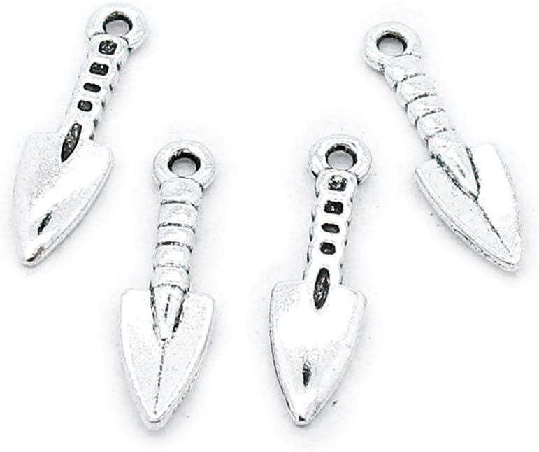 840 Pieces Antique Silver Tone Jewelry Charms Suppliers Arts Crafts Making Beading Findings Crafting K4AN5S Garden Shovel
