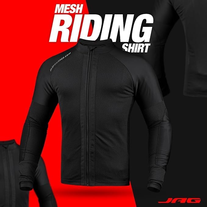 J.A.G. Motorcycle Mesh Shirt for Men with CE Certified Protective Padded Armors | All Season Motorcycle Riding Shirt - Image 2