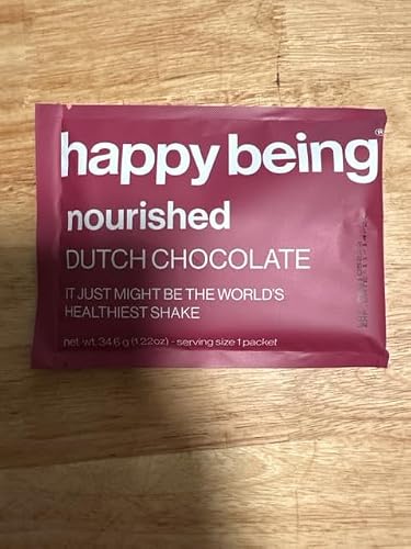 happy being Nourished Protein Powder, Smoothie Mix, Energy Drink, Vitamins & Fiber Supplement, Meal Replacement Shake, Gluten Free, Immune Support Supplement, Gut Health (Chocolate Flavor, Pack of 30)