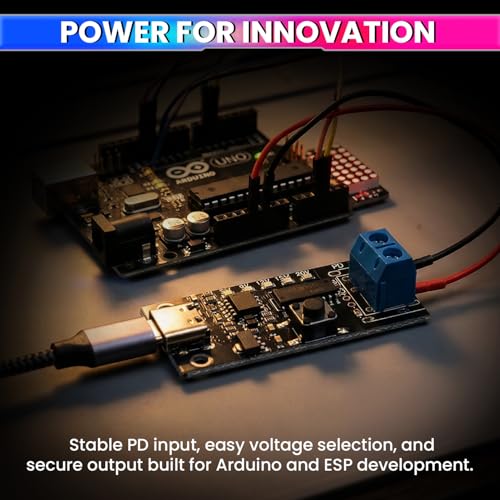 Image of USB Type-C Trigger Module 100W 5A with LED Voltage Indicator | Adjustable 5V 9V 12V 15V 20V Output Testing Unit | DIY Power Supply Tester Board for Electronics Projects