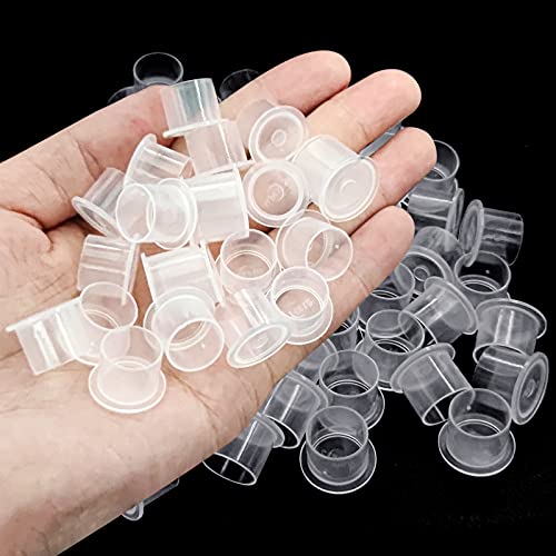Tattoo Ink Cups 200PCS 17mm Big Tattoo Pigment Cups With Base Disposable Plastic Tattoo Ink Caps Cups for Tattoo Ink Tattoo Kits Supplies - Thumbnail 5