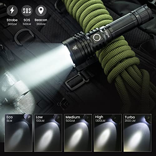 Sofirn C8L Rechargeable Flashlight With 3100 Lumens, Tactical Flashlight Up To 531M, Ipx8 Waterproof, For Emergency, Heavy Duty, Search And Outdoor Use #TOP2