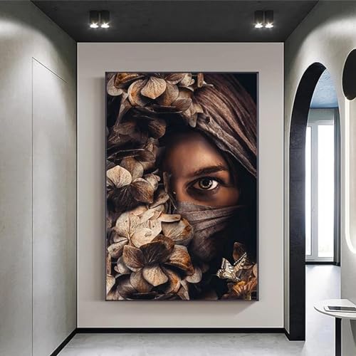 Décoration de la maison avec affiche d'art abstrait de femme et fleurs pour chambre