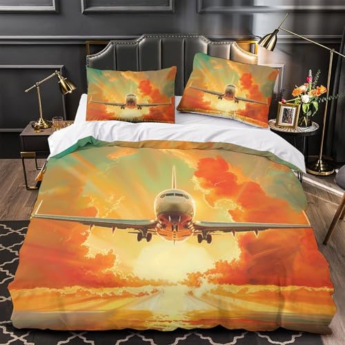 Avion de passagers housse de couette impression 3D microfibre de prestige super king - 4