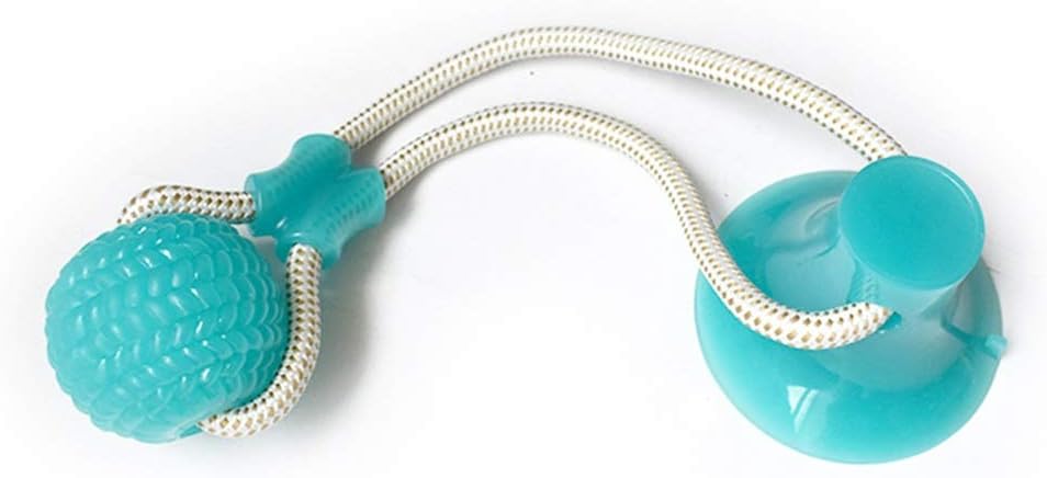 Dog Toys Pet Puppy Interactive Suction Cup Push TPR Ball Toys Molar Bite Toy Elastic Ropes Dog Tooth Cleaning Chewing Supplies (Sky blue)