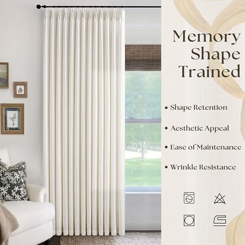 Image of Pinch Pleat Extra Wide 84 x 108 Inch Linen Curtains Pleated Drapes