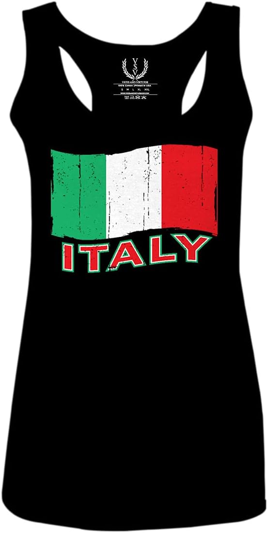 Italia Distressed Italy Flag Italian National Flag Vintage Women's Tank Top Racerback