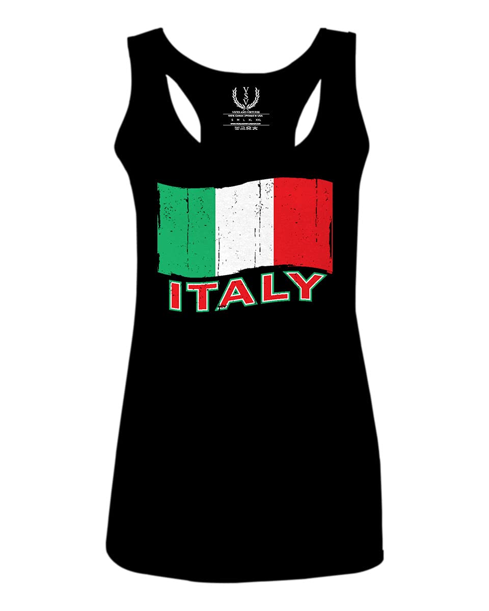 Italia Distressed Italy Flag Italian National Flag Vintage Women's Tank Top Racerback