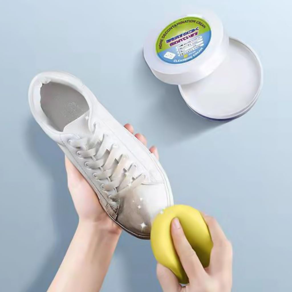 White Shoes Cleaner for Sneakers Cleaning Cream for White Shoes with Sponges Household Cleaner Tool for Leather Canvas