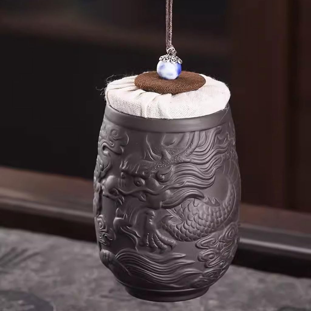 Organizador de Bolsitas de Té Lata de té de arcilla púrpura, lata de almacenamiento de té sellada for el hogar, lata de té pequeña portátil, almacén de té Organizador de Té Contenedor de Almacenamient