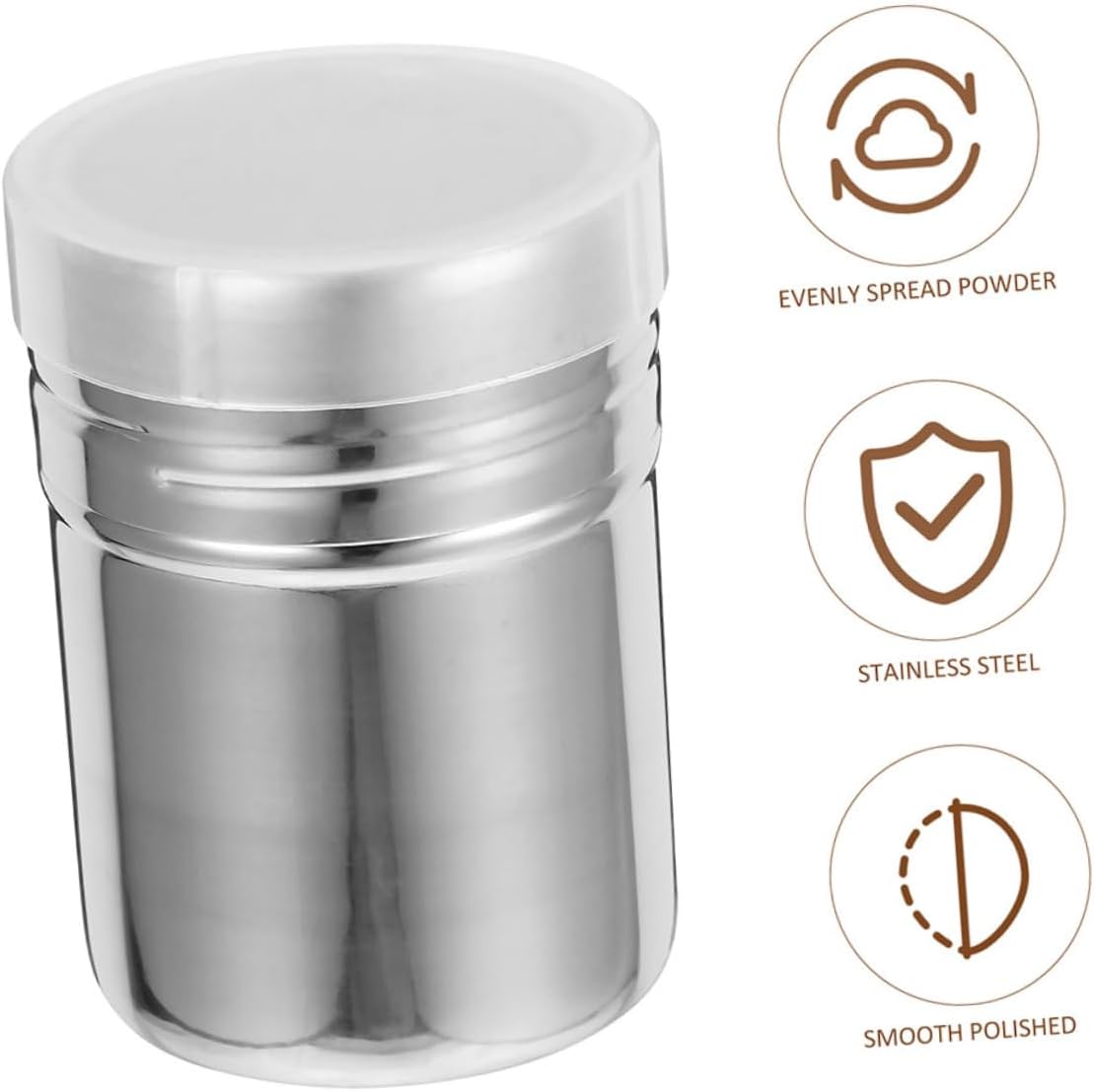 Powder Sugar Shaker Duster with Lid Stainless Steel for Coffee