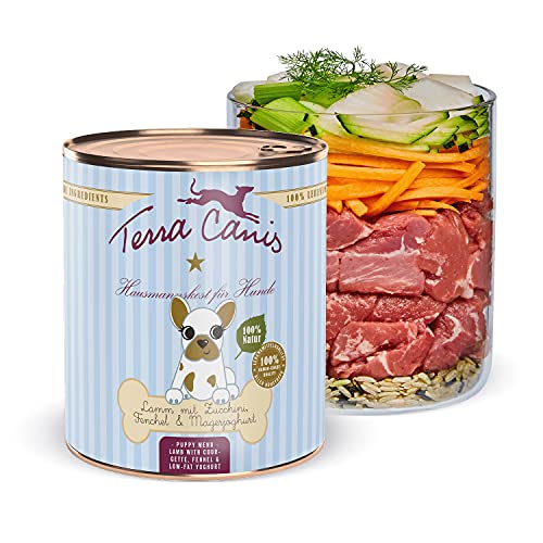 Terra Canis Lamm, Zucchini, Magerquark & Fenchel - Welpen Nassfutter, 800g I Premium Hundefutter in 100% Lebensmittelqualität Aller Rohstoffe I Reichhaltig & gesund I Getreide - & glutenfrei