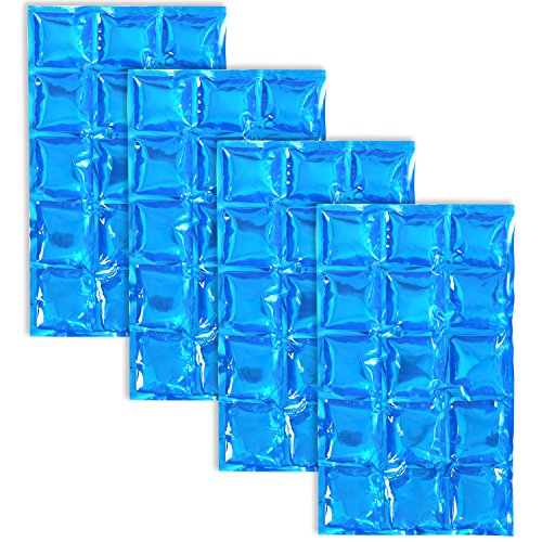 COM-FOUR® 4x Pack de glace flexible - compresse de refroidissement avec 15 cellules de refroidissement - poche de glace (04 pièces - 25 x 15cm - bleu)