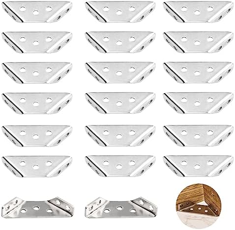 Anstore 20 Stück Dreiecksstützen Edelstahl - Möbelverbinder Mit 147 Schrauben