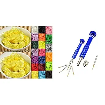 Diy Crafts Nylon Kumihimo Shamballa for DIY Chinese Knot Bracelet Necklace Jewelry Shade No # 12, Pack of 327 Yards, Shade No # 12 + Diy Crafts Convenient Pro Screwdrivers Set Kit Repair Opening