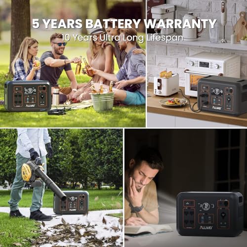 ALLWEI LiFePO4 Portable Power Station 1200W, 1008Wh Solar Generator with UPS Mode, 1.5Hrs Fast Charge, 4 AC Outlet(Surge 2400W), Power Battery Generator for CPAP Camping Outdoor Emergency - Image 7