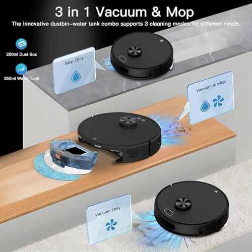 Image of Robot Vacuum and Mop Combo Up to 8000Pa Self-Emptying LiDAR Navigation