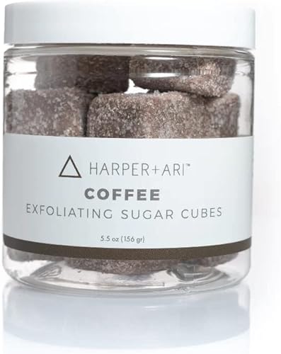 Harper + Ari Sugar Scrub Cubes (Coffee, 10 Cubes/5.3oz), Exfoliating Body Scrub in Single Use Size, Soften and Smooth Skin with Shea Butter and Aloe Vera