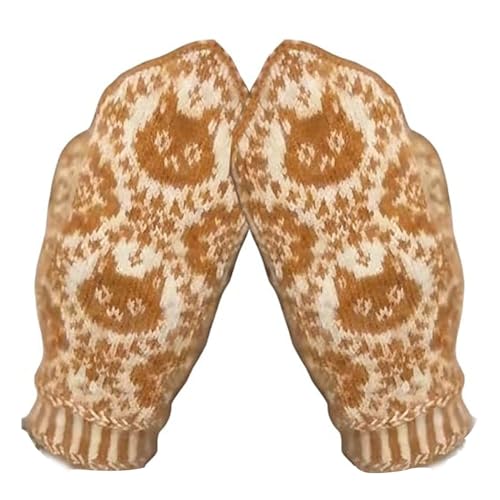 Manoplas para mujer para correr al aire libre: guantes cálidos con patrón de gato