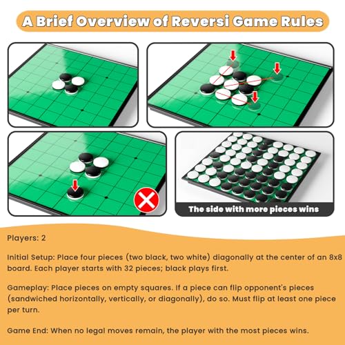 Juego de mesa Reversi magnético plegable para 2 jugadores miniatura 4