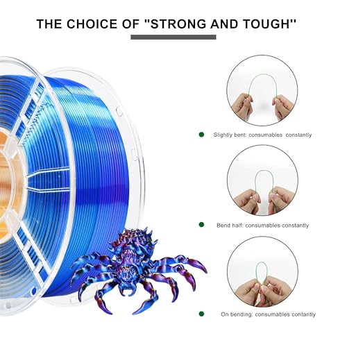 Image of iBOSS Silk PLA+ Red Bule Gold Filament 1.75mm, 1kg 3D Printer Filament, No Warp Enhanced Toughness, Dimensional Accuracy ±0.02mm Printing Filament, PLA Plus Filament for FDM 3D Printers