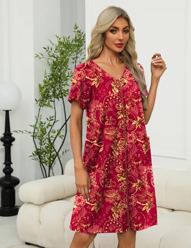 Image of Ekouaer Women Robe Zipper Front Mumu Duster Robes Zip Up Housecoat Soft Sleepwear with Pockets