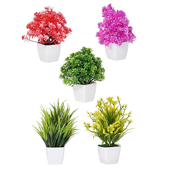 Buy Bonsai Wild Artificial Plant with Pot (Multicoloured, 3 Pieces