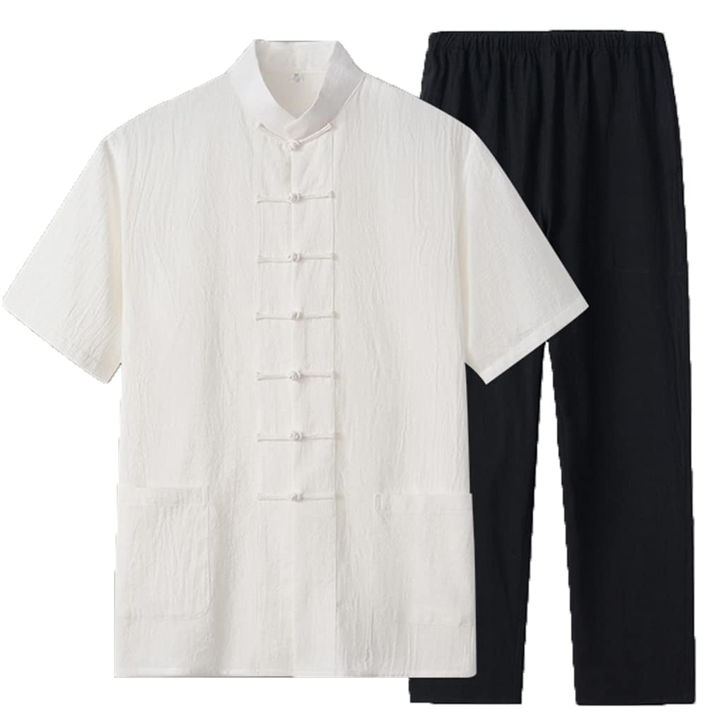 Hanfu Kung Fu Vêtements Chinois en coton pur noir pour homme XL