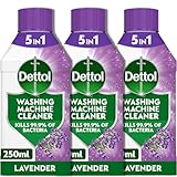 Dettol Washing Machine Cleaner, Lavendar, 250ml (3 x 250ml, Total 750ml), Drum Descaler, Limescale Remover, Antibacterial, Lasting Freshness, Disinfectant, Laundry
