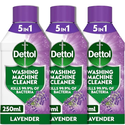 Dettol Washing Machine Cleaner, Lavendar, 250ml (3 x 250ml, Total 750ml), Drum Descaler, Limescale Remover, Antibacterial, Lasting Freshness, Disinfectant, Laundry