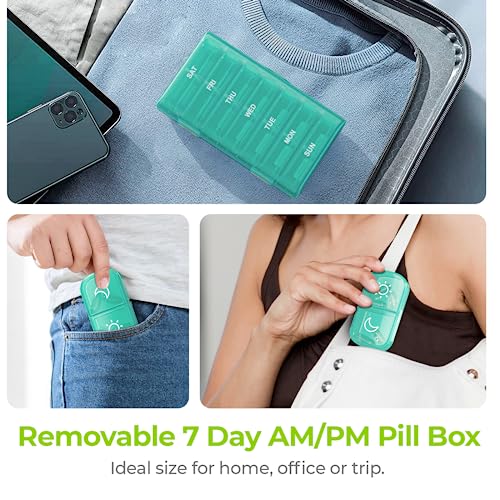 image for AUVON XL Weekly Pill Organizer 2 Times a Day, Pill Box 7 Day with One-
