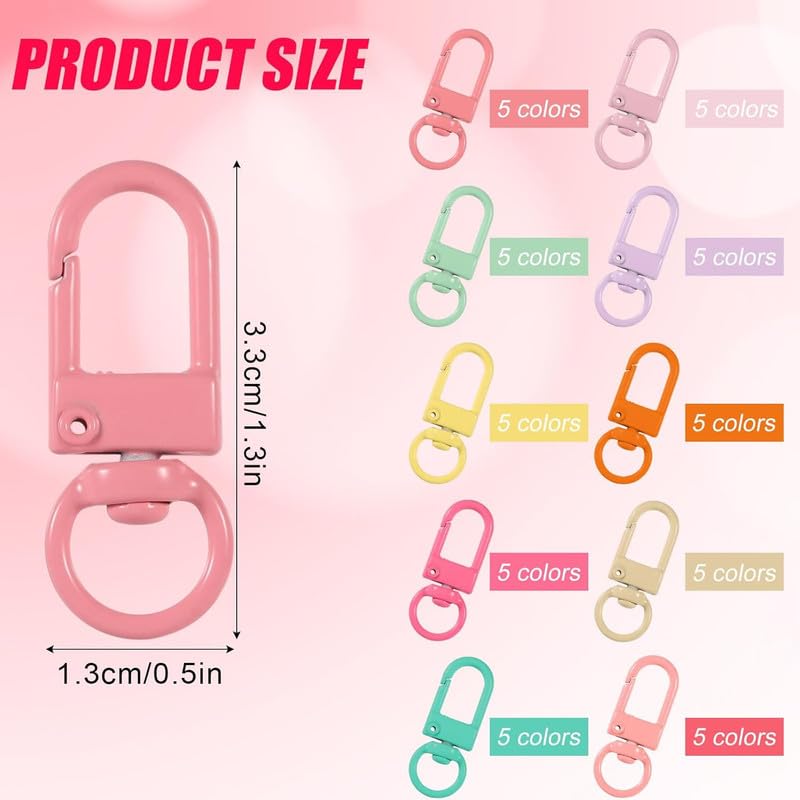 Image of Lobster Claw Clasps Colorful Keychain Clasp Metal Lanyard Clips Swivel Clasp Hooks Keychain Hardware Accessories for Bag Jewelry Making - Mix Colour
