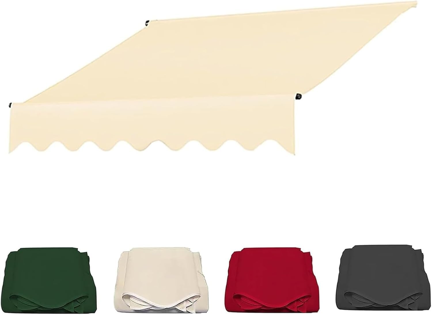 Wasserdichter einziehbarer Baldachin, Markisenstoff, Ersatz – Beige Sonnenblende für Terrasse, Fenster, Hof und Deck – Manueller Unterschlupf Leinwand – kein Rahmen im Lieferumfang enthalten (2)