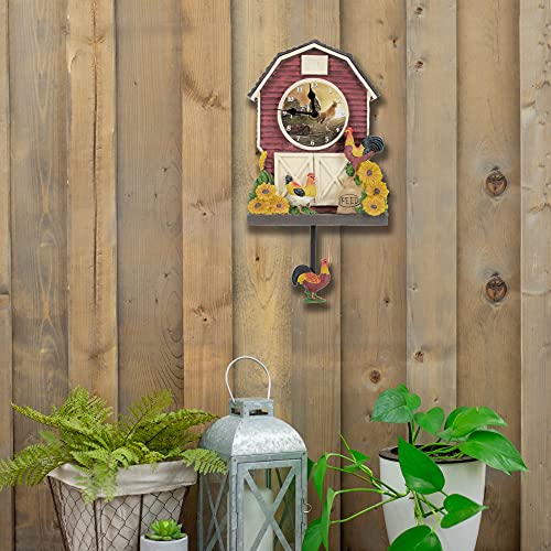 Pendule horloge rustique coq de ferme pour mur vide et triste