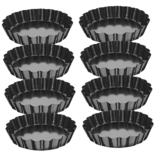 GRIRIW 8pcs Mini Tart Molds Non Stick Egg Tart Baking Pans with Removable Bottoms for Cupcakes Pies and Tartlets for Special Occasions and Everyday Use
