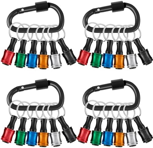 24Pcs Carabiner Bit Holder Keychain 1/4 inch Hex Hex Shank Drill Bits Holder Universal Bit Holder Key Chain Quick Release Bit Holder Extension Bar Screwdriver Bit Holders Gifts for Men