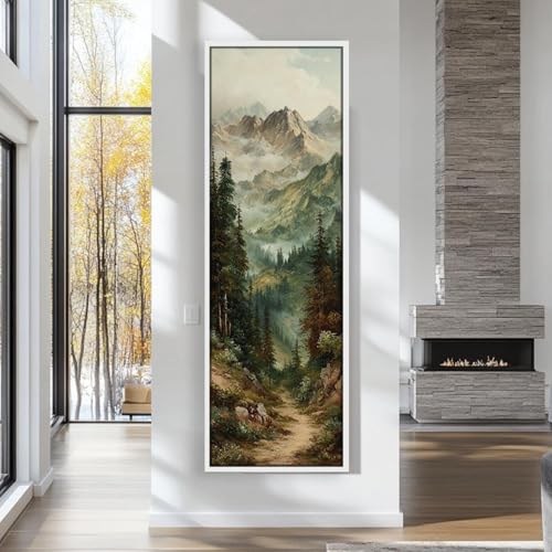 XBTYKPB Tableau long, impression florale verticale allongée, toile haute et étroite, décoration murale pour salle à manger, affiche sur toile (30 x 90...