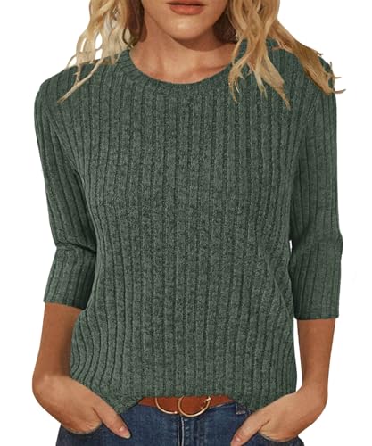 Image of JomeDesign Sweaters for Women 3 /4 Sleeve Tops Round Neck Loose Casual Blouses
