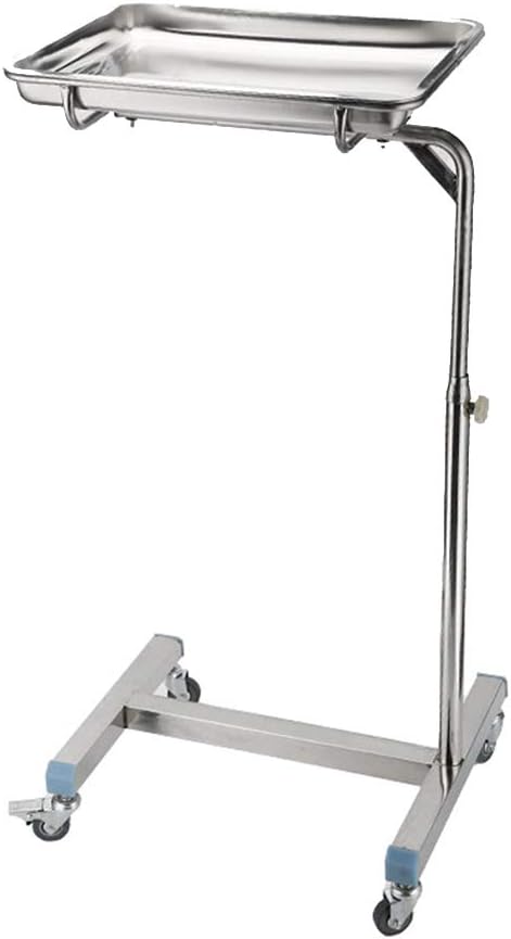 Stainless Steel Medical Trolley Medical Pallet Rack Single Parallel Bar with Plate Thickened Pipe Welded Firmly Brake Assembled Trolley Treatment Cart Operating Room Dental Clinic (Single Pole 40x50)