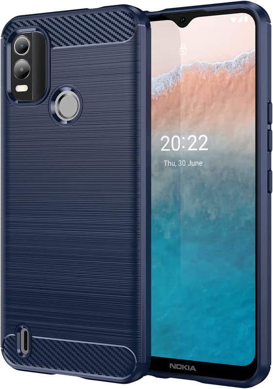 Image of NPRC Hybrid Ultra Slim Protective Case TPU Non-Slip Carbon Fiber Texture Shockproof Case Cover for Nokia C21 Plus - Blue