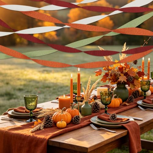 Image of Fall Party Decorations 8 Pcs Crepe Paper Streamers Party Decorations