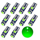 T5 LED グリーン メーター球/パネル球/エアコン球 拡散 3030SMD ３連 高輝度 12V 車用 バイク用 LED電球 ダッシュボード メーター インパネ エアコンパネル ルーム (10個セット)