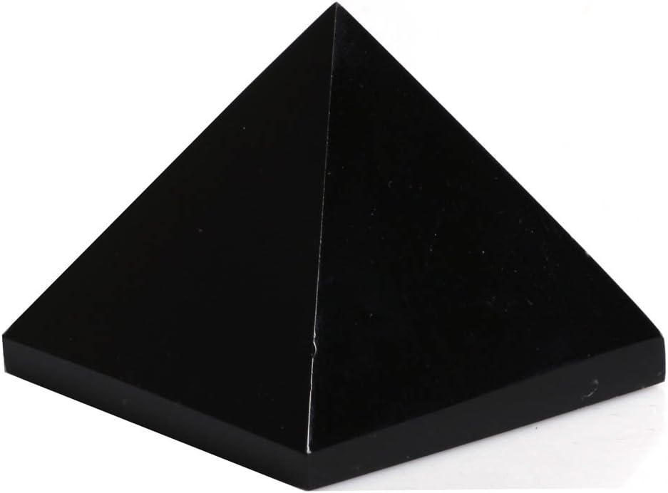 HJT HongJinTian Crystal Natural Black Obsidian Pyramid 2.16“w