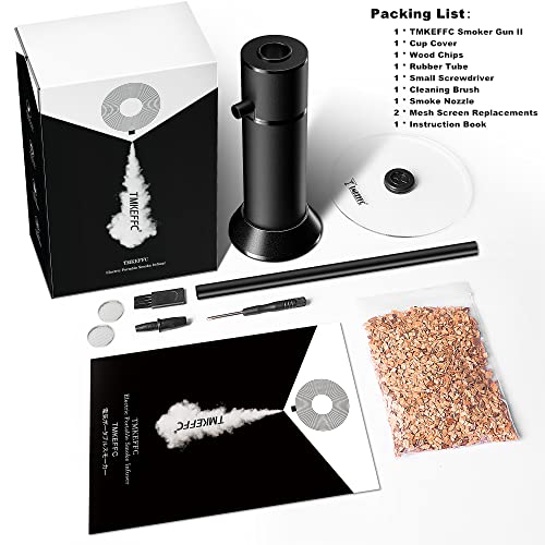 Tmkeffc Smoking Gun Portable Smoker Infuser, Handheld Cocktail Smoke Food Smoker For Meat, Sous Vide, Drinks, Cheese, Cup Cover And Wood Chips Included, Black #TOP1